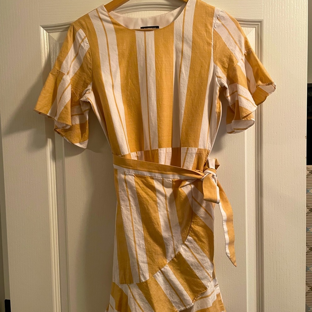 Light Mustard Yellow and White Express Dress. Never worn. Great quality!